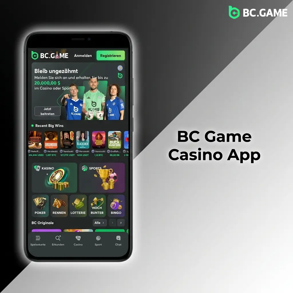 BC Game Casino mobile app interface on Android and iOS devices showing casino games optimised for touchscreen play