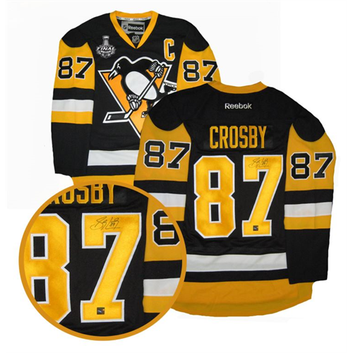 Sidney Crosby Autographed & Framed Black Penguins Jersey Fanatics COA D1-L