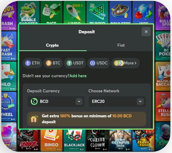 Selecting a deposit method