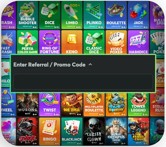 Entering the promo code in the input field